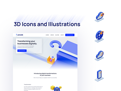 ProWeb: 3D Icons and Illustrations 3d 3d illustration branding gradient icon illustration logo typography ui ux web website