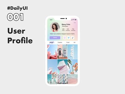 Daily Cocoda 001 User Profile dailycocoda dailycocoda! dailyui design figma instagram pastel social media ui ux