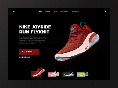 For Exploration (Nike Website Dark Mode) dark mode dark ui exploration joyride nike nike running nike shoes ui design website