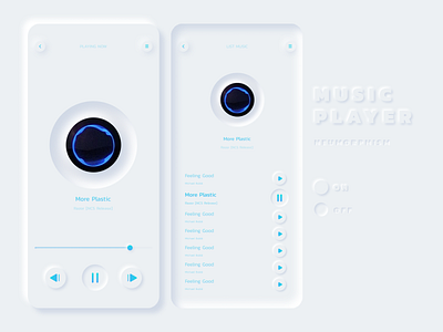 Music App Player (Neumorphism) android app clean clean ui design ios mobile mobile app mobile app design music music player neumorphism on off ui uidesign uiux ux uxdesign white white ui