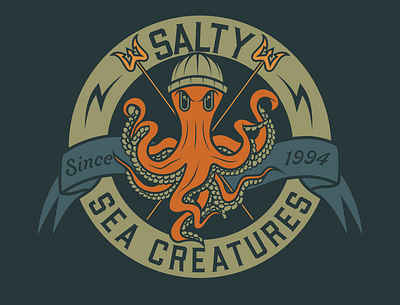 Salty Sea Creatures branding design designer graphicdesign icon illustration logo logomania typography vector