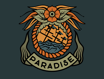 Paradise adobe adobe illustrator badgelogo branding burkedesign design designer graphicdesign graphicdesigner graphics icon illustration logo logodesigner typography vector