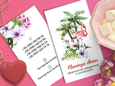 Decor card business card decor flamingo