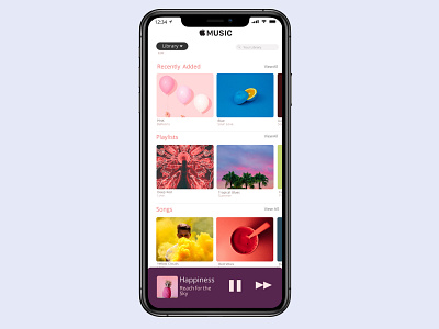 Apple Music Library adobe adobexd app apple bold branding clean design flat home homepage interface minimal music typography ui ux