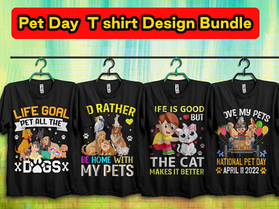 🐕🐱Pet Day T Shirt Design Bundle🐕🐱