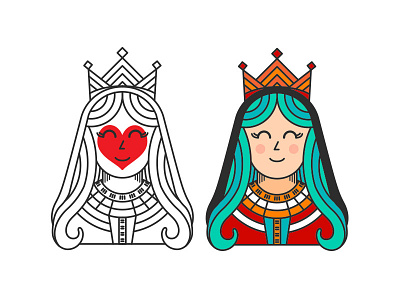 Queen character color illustration line art woman