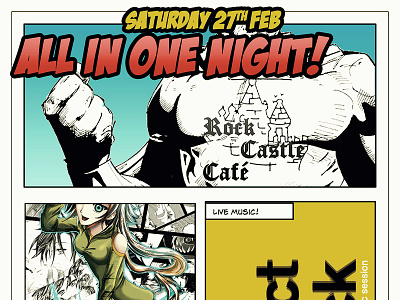 All In One Night! billboard castle club comic italy manga perugia poster rock superman university