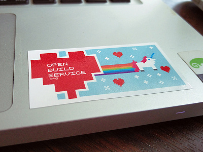 Open Build Service Sticker 8bit geek heart linux nintendo open source rainbow retro sega sky sticker unicorn