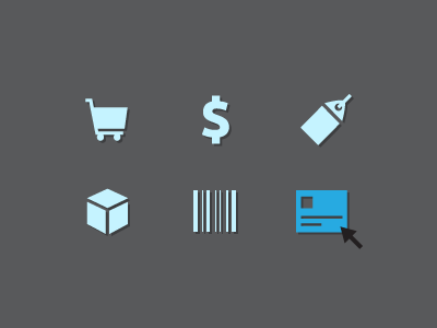 Retail Icons flat design hover example icons retail shopping cart