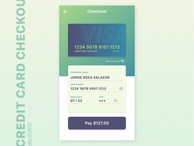 Credit Card Checkout Screen - Daily UI - #002 daily ui daily ui 002 design uidesign ux