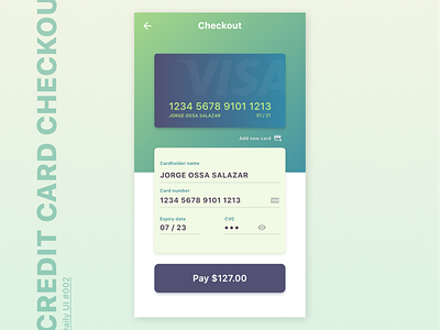 Credit Card Checkout Screen - Daily UI - #002