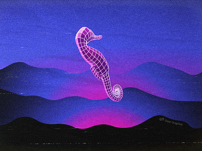 Seahorse in purple sunset