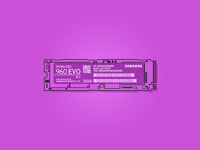 Samsung 960 EVO NVMe SSD design design art flat design graphic design illustration illustration art sticker design vector vector illustration vectorart