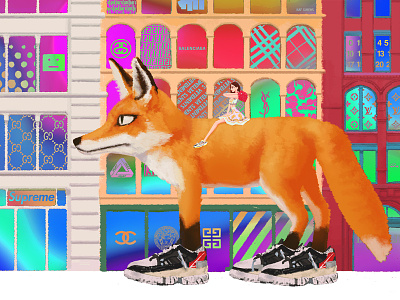 Road Shop design fashion fox graphic graphic art graphic arts illustration lookbook picture shoe shoes surreal