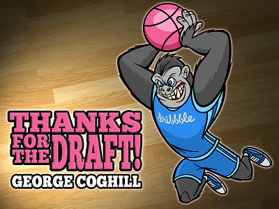Thanks George! basketball cartoon character dribbble gorilla illustration larry rains mascot sketch