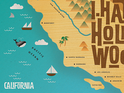 Cali california map tiki typography