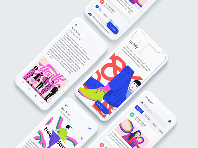 Note bright colours illustration uiux webdesign