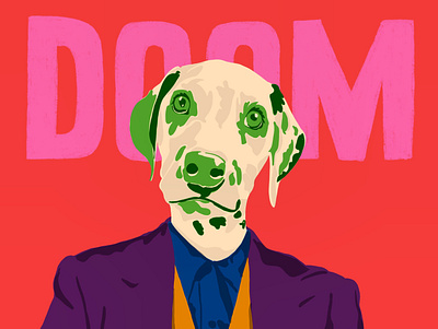 Doom art bright bright colours design dog illustration doodle illustration portrait portrait art portrait design sketch