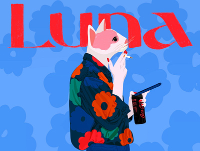 Luna art bold bright bright colours cat cover art doodle illustration illustrator portrait poster sketch