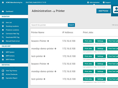 ACME Manufacturing Inc, MRP System Dashboard ui ux design