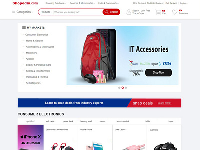 Shopedia E-commerce - website design