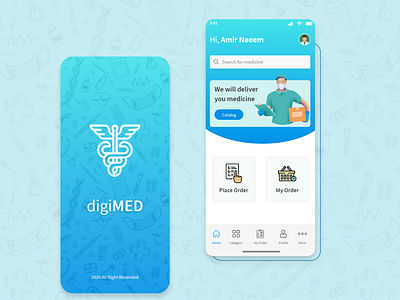 Medicine Delivery App - UX/UI Design | DigiMED dashboard ui delivery app homepage ui mobileapp splash screen ui design xd design