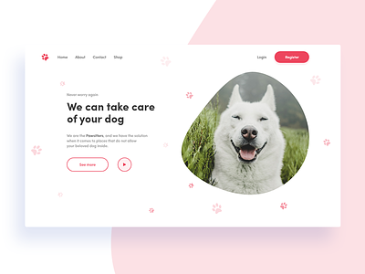 Pawsitters landing page animals app blob branding care cats cute design dogs flat home page landing page logo paw type typography ui user interface ux vector
