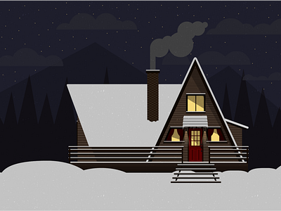 Digital Illustration - Log Cabin