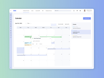 Calendar for Corporate portal app application calendar design portal ui uiux webdesign webportal