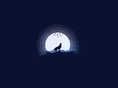 Wolf Night birds fantasy graphic design illustration illustrator night wolf