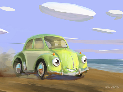 Catch me 2 :) car cartoon cartoon character cartoon illustration illustrator visdev visual development