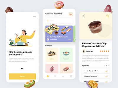 Recipe App app ui branding design recipe ui