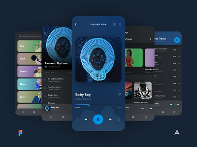 Figma Music Streaming App UI Kit app ui dashboard design music music app music streaming music ui streaming ui