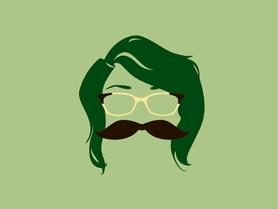 Moustache glasses green hair logo moustache