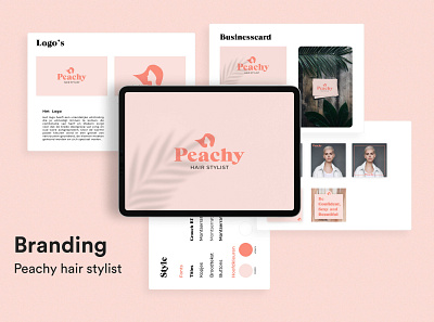 Peachy Hairstylist Branding branding businesscard hairstyle ipad logo peachy pink