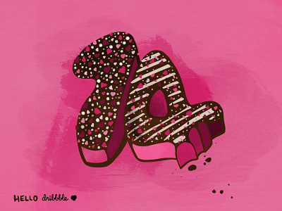 Sweet Valentine's Day chocolate dribbble hello number pink procreate app typogaphy valentine day