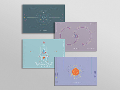 Universe design illustration postcards