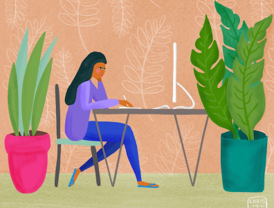 WFH Plants character colorful digital editorial editorial illustration illustration office plants tropical wfh work from home