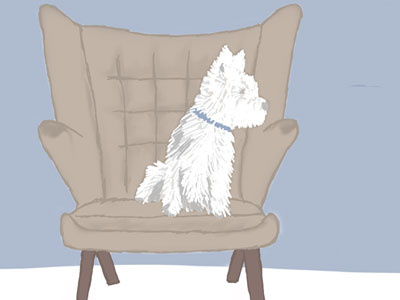 Westie On Chair dogs illustration westie