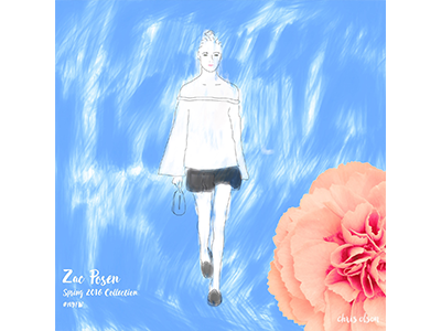 Runway Sketches: Zac Posen fashion illustration floral mixed media nyfw