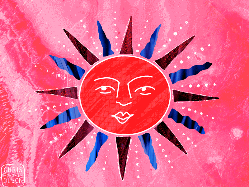 Winking Sun Gif animation character design collage gif illustration illustration art logo motion graphic photoshop procreateapp sun tropical