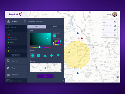 Maps Customization flat gis map picker saas ui user interface ux visual design