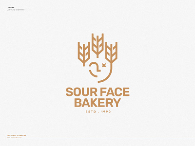 Sour Face Bakery - Logo bakery bold branding emblem face gold icon logo mark sour star wheat