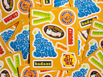 Social Distancing Stickers color palette colorful design design for good graphicdesign handlettering print quarantine social distance social distancing spread cheer sticker design stickers type typedesign typography