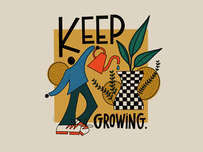KeepGrowing color design hand drawn hand lettering illustration