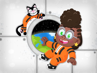 Look up! DTIYS challenge animation cat character childrens cute design illustration kids lit space