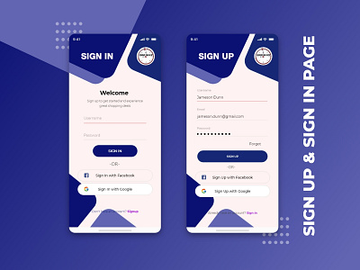 Sign up & Sign in Screen Design.