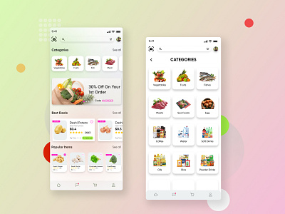 Grocery App Design Concept. app design bajar clean design grocery app ui
