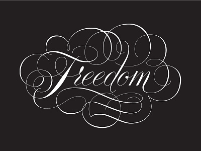 Let Freedom Ring black copperplate cursive doyaldyoung flourish freedom handlettering lettering mlk script white