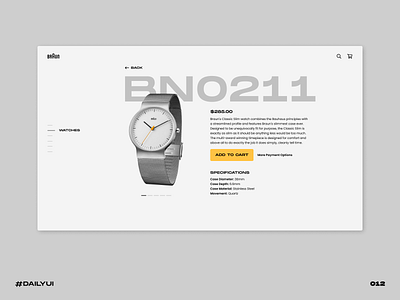 Watch product page braun challenge dailyui ecommerce product watch